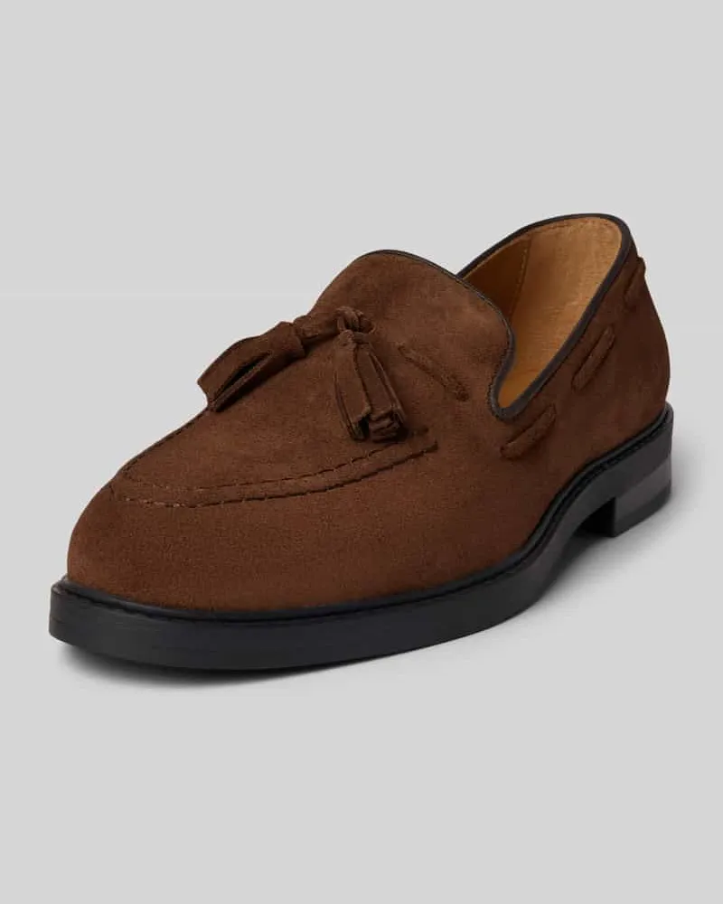 Selected Homme Slipper aus echtem Rindsleder Modell 'BLAKE Mittelbraun