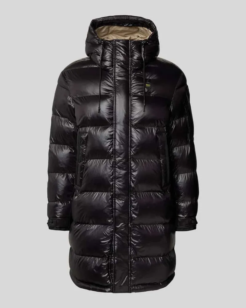 Blauer Regular Fit Steppmantel mit Logo-Applikation Modell 'Aldrich Black