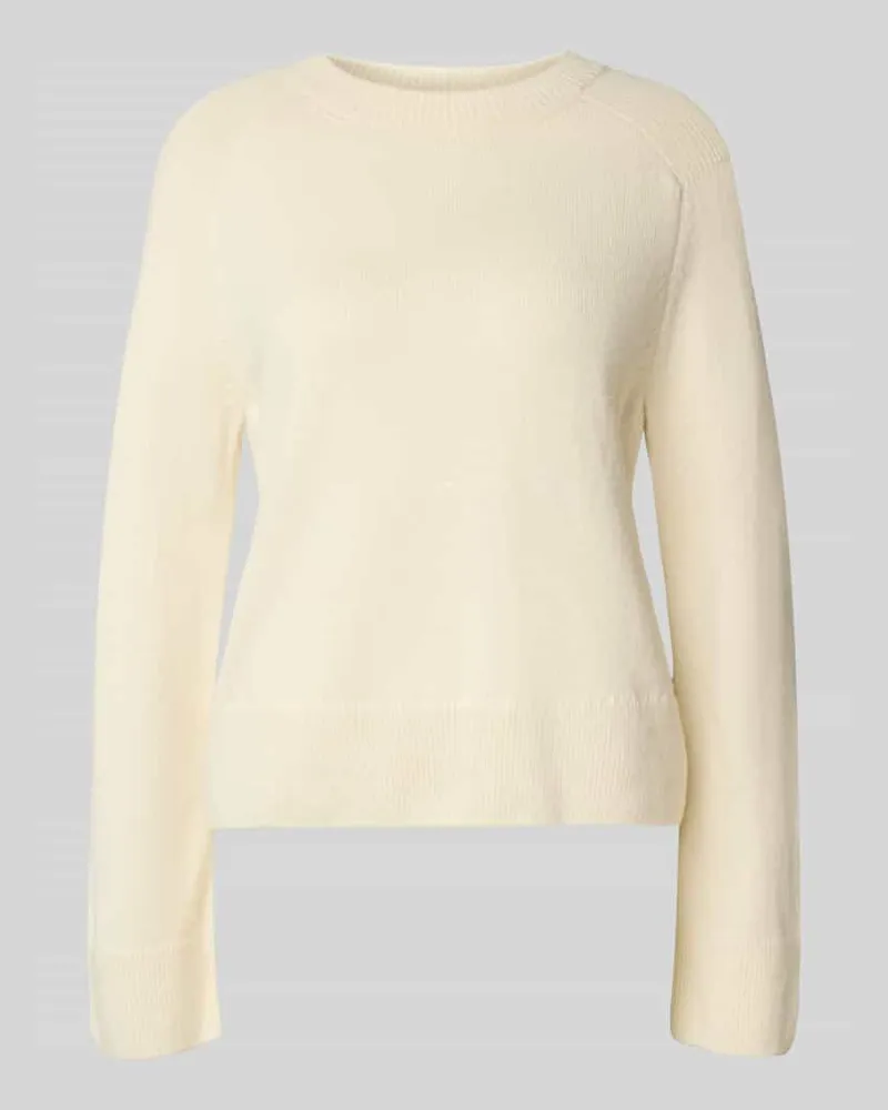 Lanius Cropped Wollpullover mit Rundhalsausschnitt Ecru