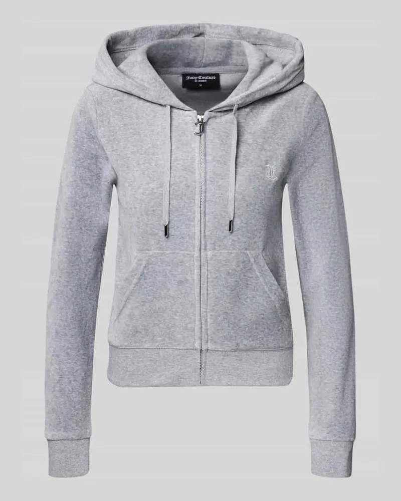 Juicy Couture Sweatjacke mit Label-Stitching Modell 'ROBERTSON Hellgrau