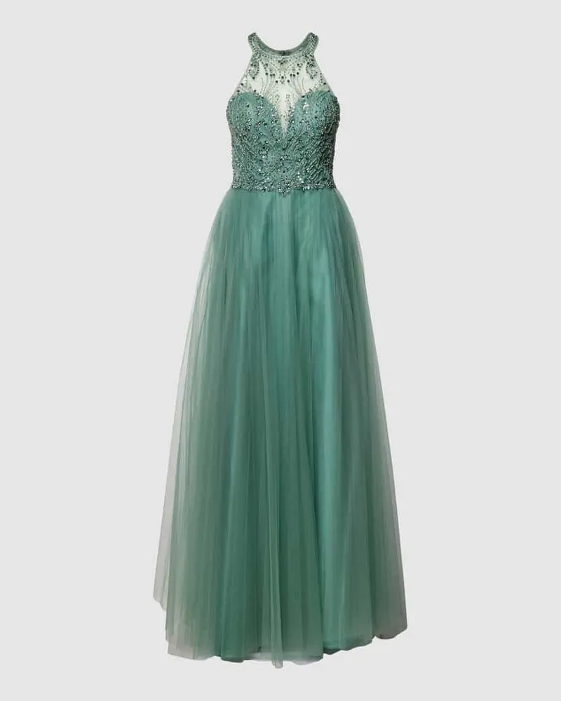 Unique Abendkleid mit Zierstein- und Paillettenbesatz Mint