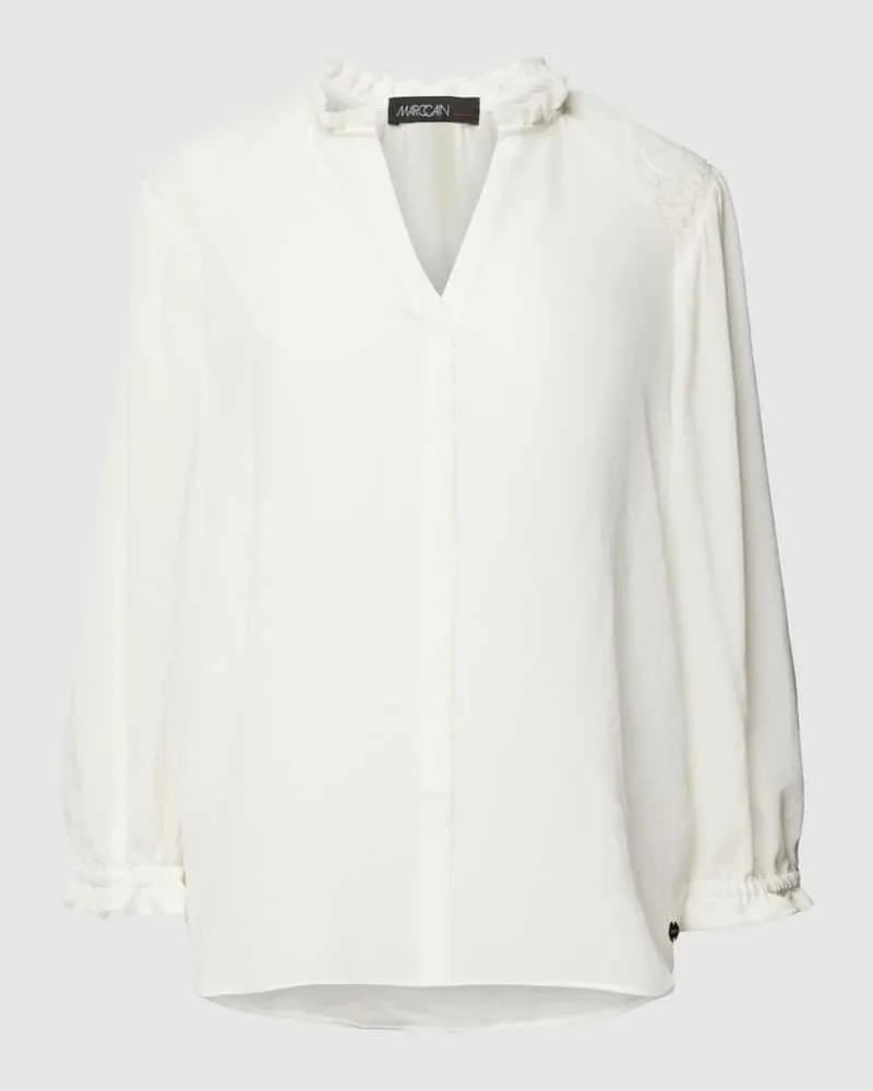 Marc Cain Bluse mit Smok-Details Offwhite