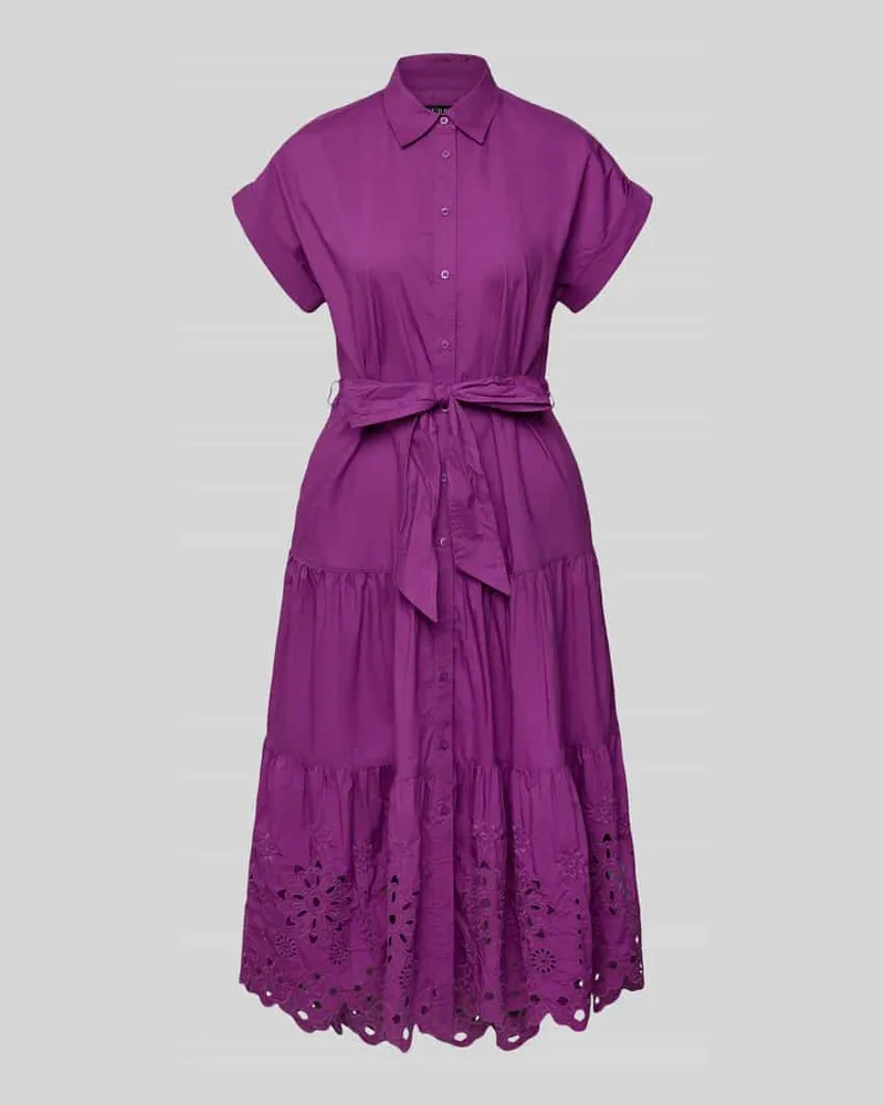 Ralph Lauren Hemdblusenkleid mit Lochstickerei Lila