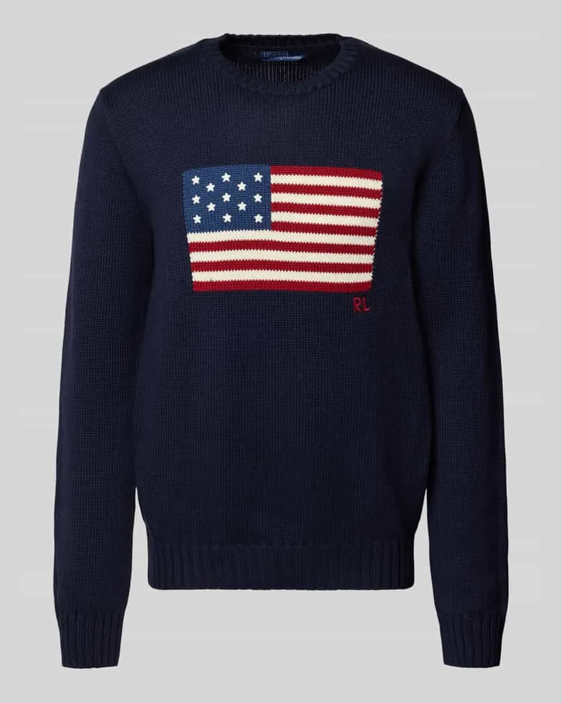 Ralph Lauren Strickpullover mit Motiv-Print Dunkelblau