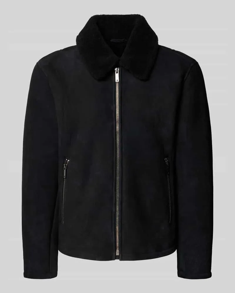 Strellson Regular Fit Lederjacke aus echtem Lammfell Modell 'MONTY Black