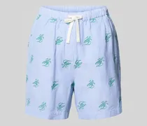 Relaxed Fit Shorts mit Logo-Stitching aus Leinen-Mix