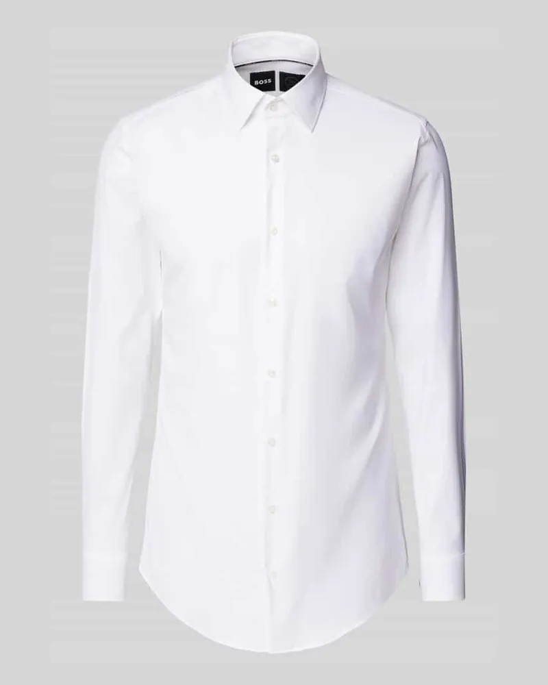 HUGO BOSS Regular Fit Businesshemd mit extra langem Arm Modell 'HANK Weiss
