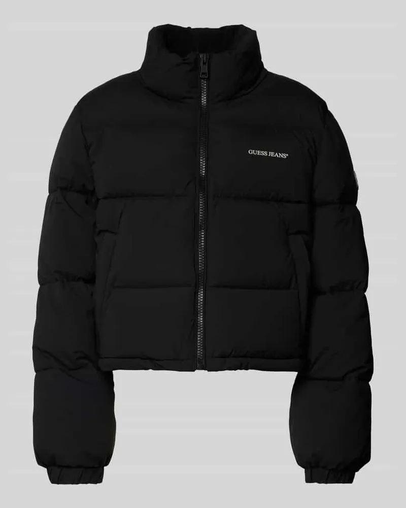 Guess Cropped Steppjacke mit Label-Print Black