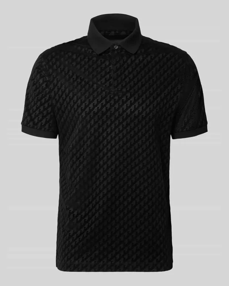 Emporio Armani Regular Fit Poloshirt mit Struktur-Muster Black