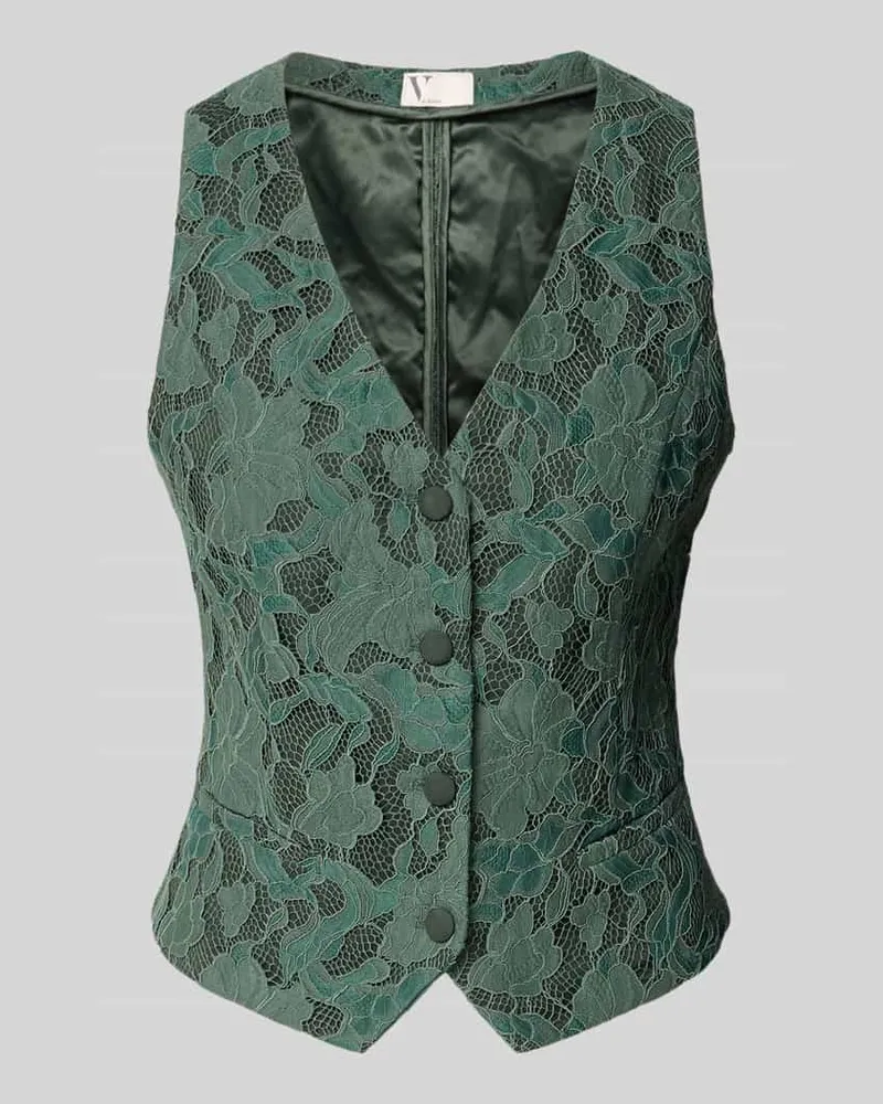Vera Mont Regular Fit Weste mit Spitzenbesatz Gruen