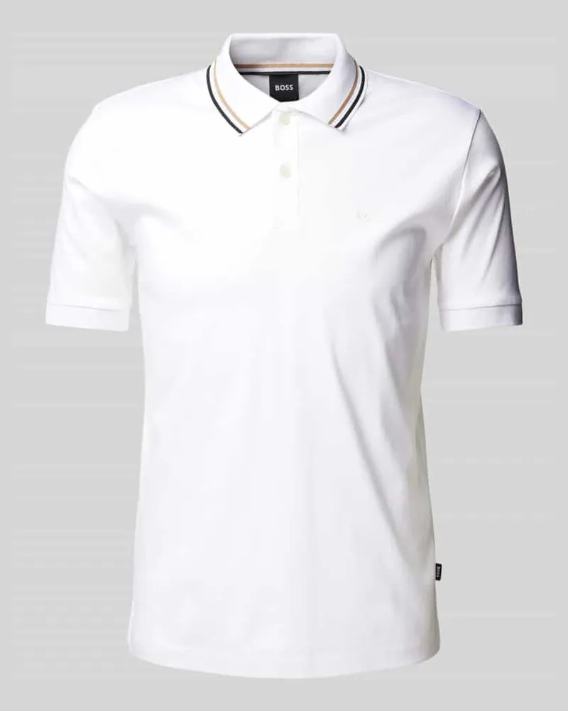 HUGO BOSS Poloshirt mit Label-Print Modell 'Penrose Weiss