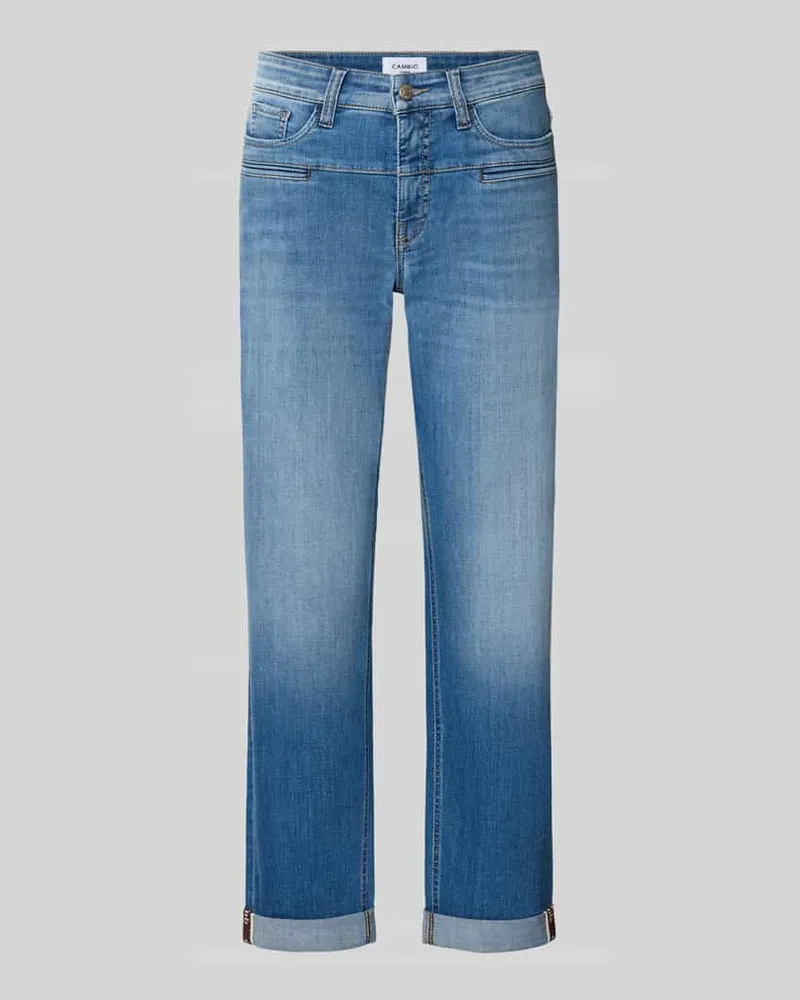 Cambio Slim Fit Jeans aus Baumwoll-Mix Modell 'PEARLIE Blau