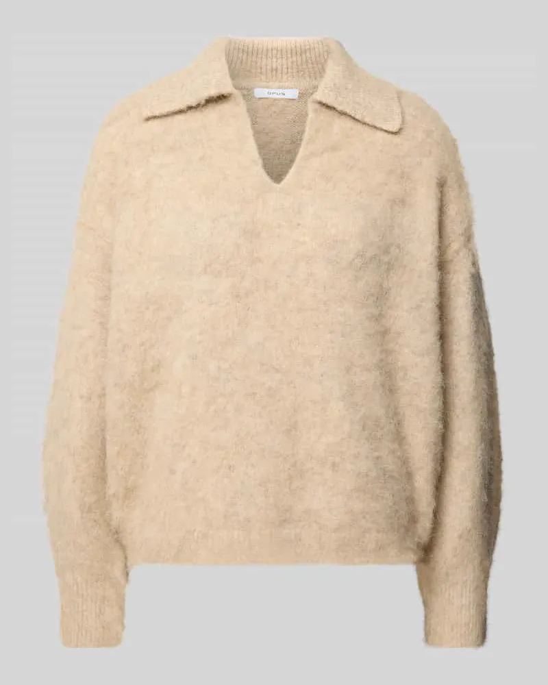 OPUS Strickpullover mit gerippten Abschlüssen Modell 'Pelsie Beige