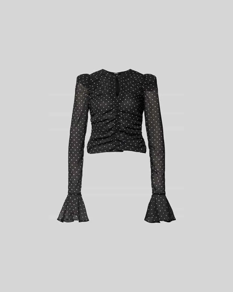 ROTATE Birger Christensen Slim Fit Bluse mit Raffungen Black