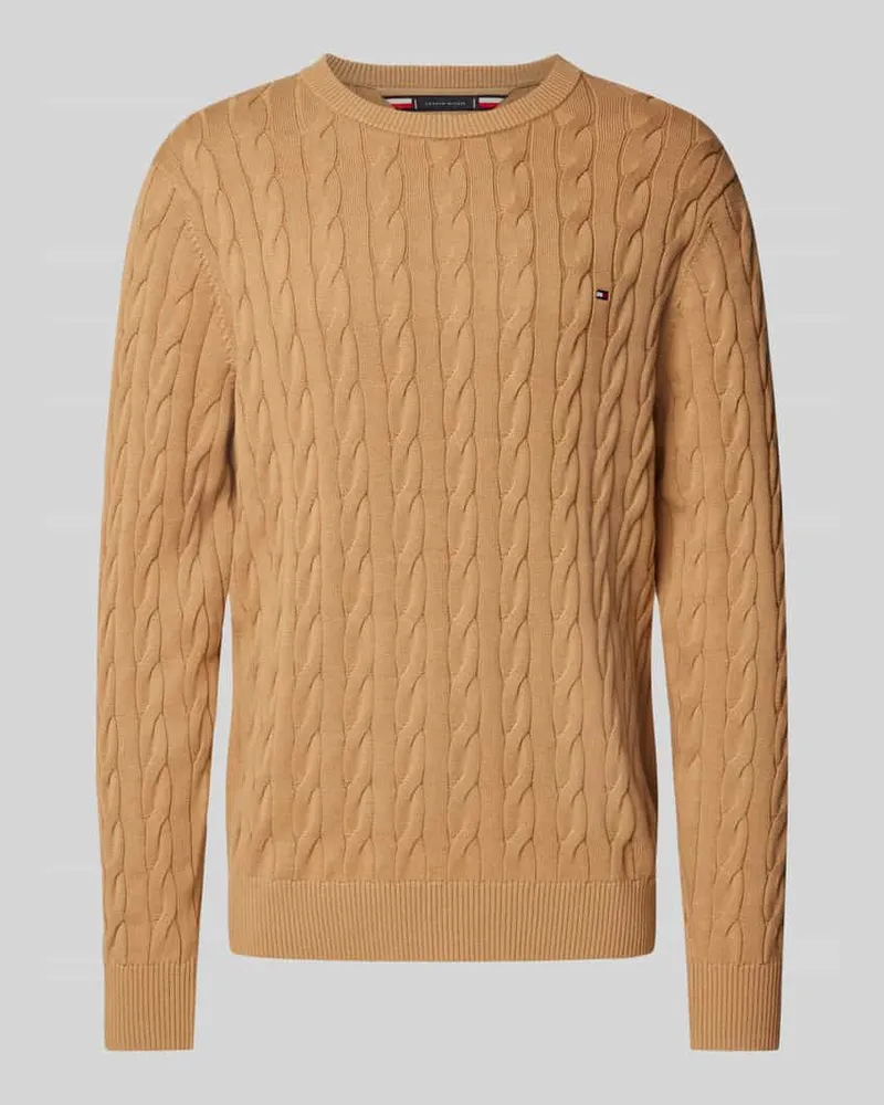 Tommy Hilfiger Strickpullover mit Zopfmuster Camel