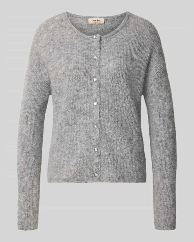 Mos Mosh Regular Fit Strickjacke aus Woll-Alpaka-Mix Modell 'Almine Mittelgrau