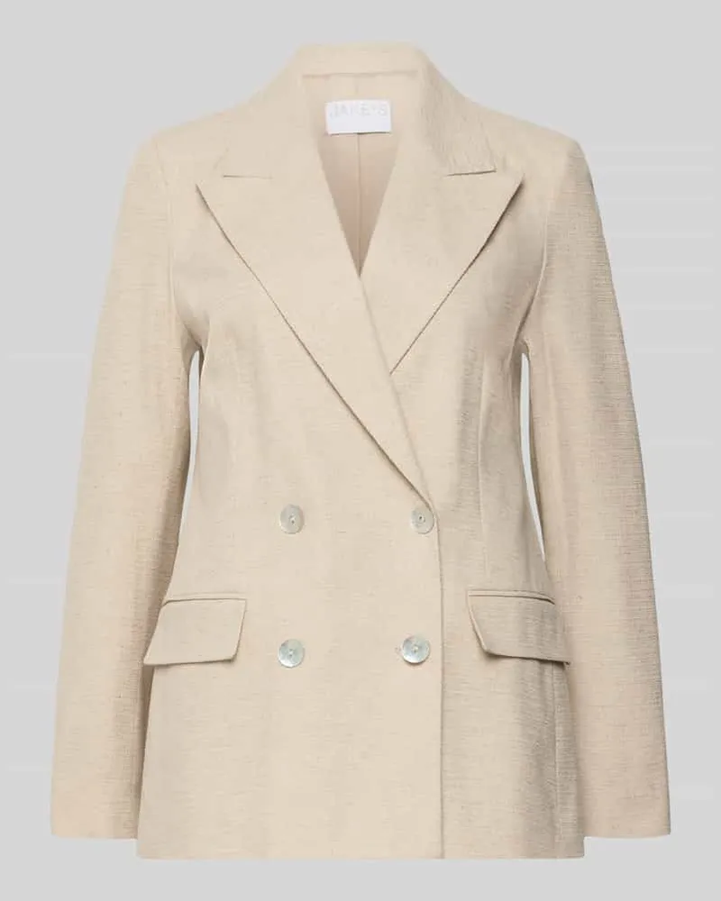 JAKE*S Regular Fit Blazer aus Baumwoll-Leinen-Mischung mit doppelter Knopfleiste Ecru