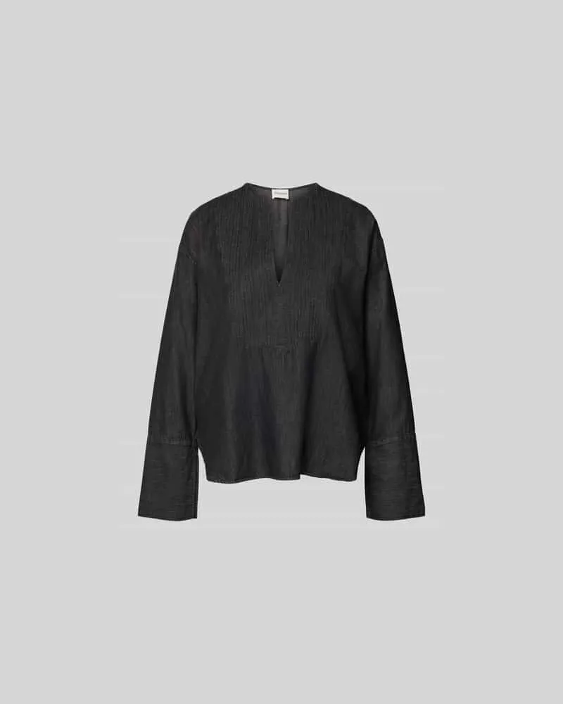 Closed Relaxed Fit Bluse mit Tunika-Ausschnitt Dunkelgrau