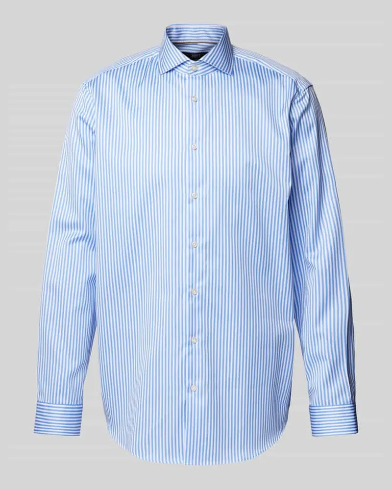 JAKE*S Business-Hemd aus Two Ply mit Kentkragen Bleu