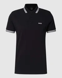 HUGO BOSS Regular Fit Poloshirt mit Label-Stitching Modell 'Paddy Dunkelblau