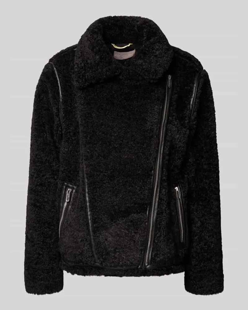 Christian Berg Jacke mit Teddyfell und Umlegekragen Black