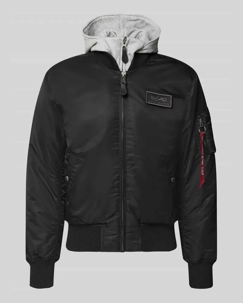Alpha Industries Bomberjacke mit Reißverschlusstasche am Ärmel Black