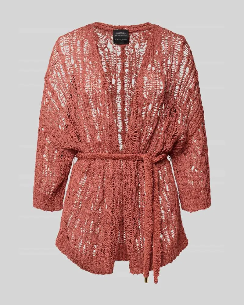Marc Cain Strickjacke mit Bindegürtel und 3/4-Arm Rostrot