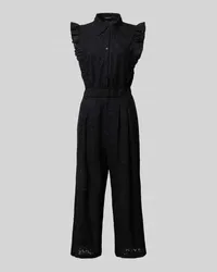 More & More Jumpsuit mit Lochstickerei Black