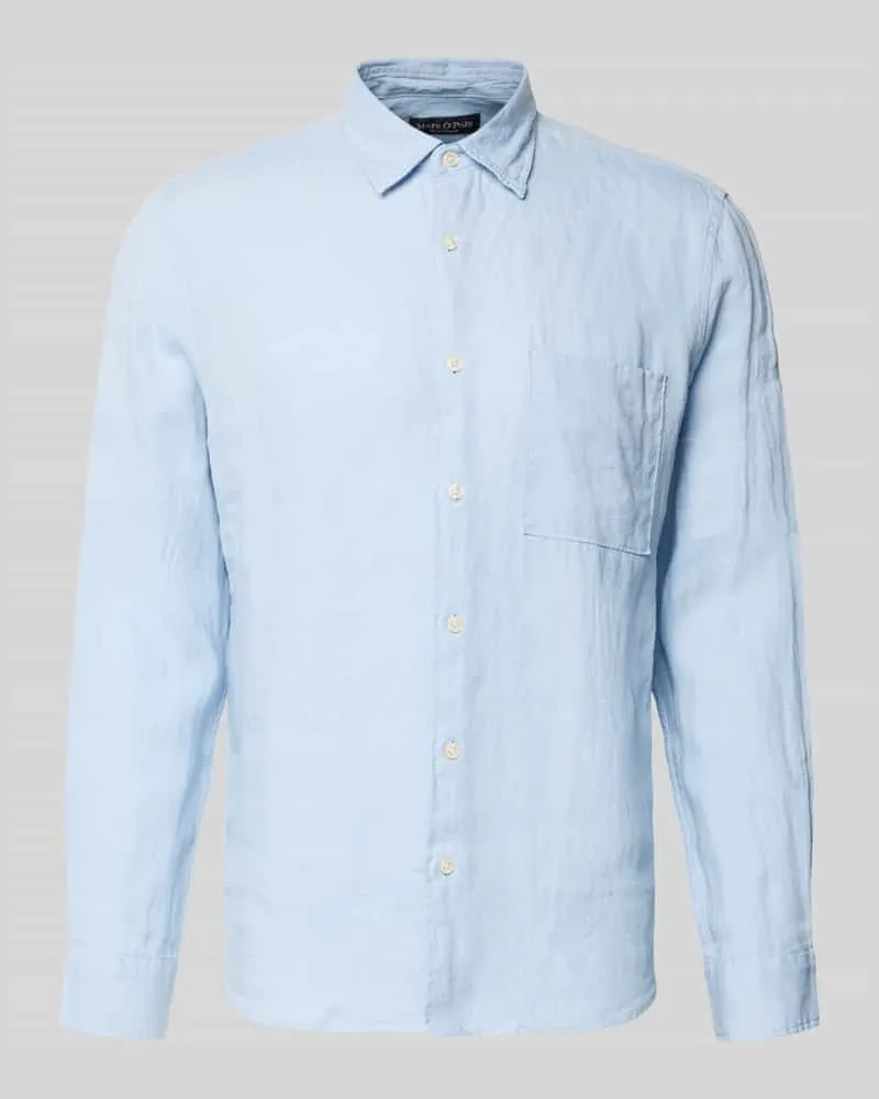 Marc O'Polo Regular Fit Freizeithemd aus reinem Leinen Hellblau