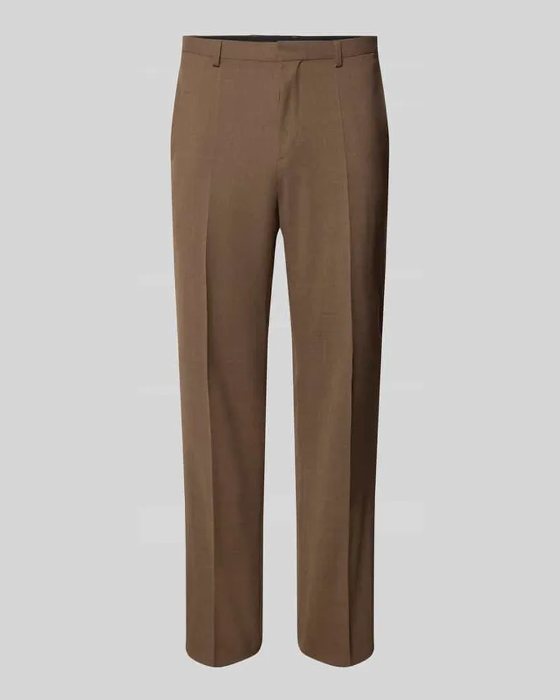 HUGO BOSS Slim Fit Anzughose mit Schurwoll-Anteil Modell 'HESTEN Mittelbraun