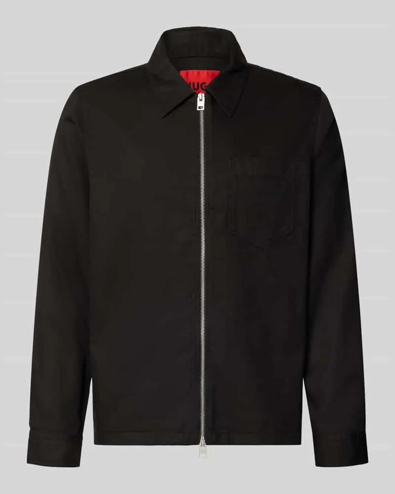 HUGO BOSS Regular Fit Bomberjacke / Blouson aus Lyocell-Baumwoll-Mix Modell 'Enasoz Black