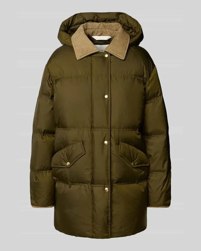 Marc O'Polo Regular Fit Daunenmantel mit Steppnähten Khaki