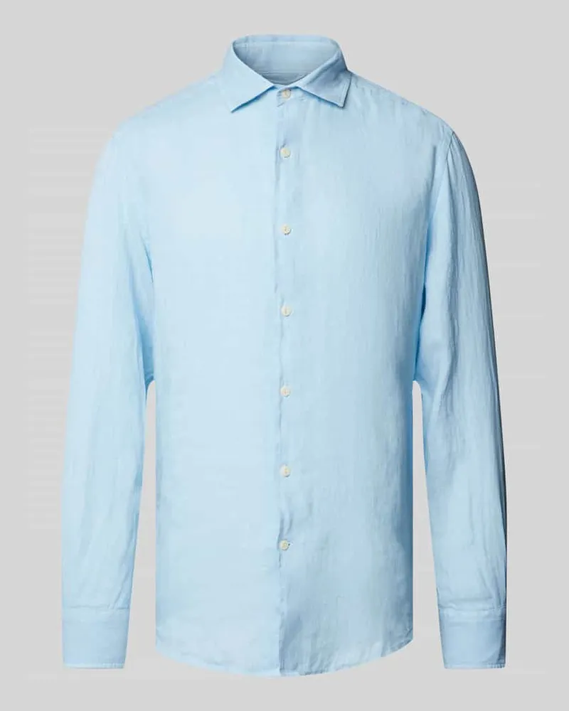 MC2 Saint Barth Regular Fit Leinenhemd mit Kentkragen Modell 'PAMPLONA Hellblau