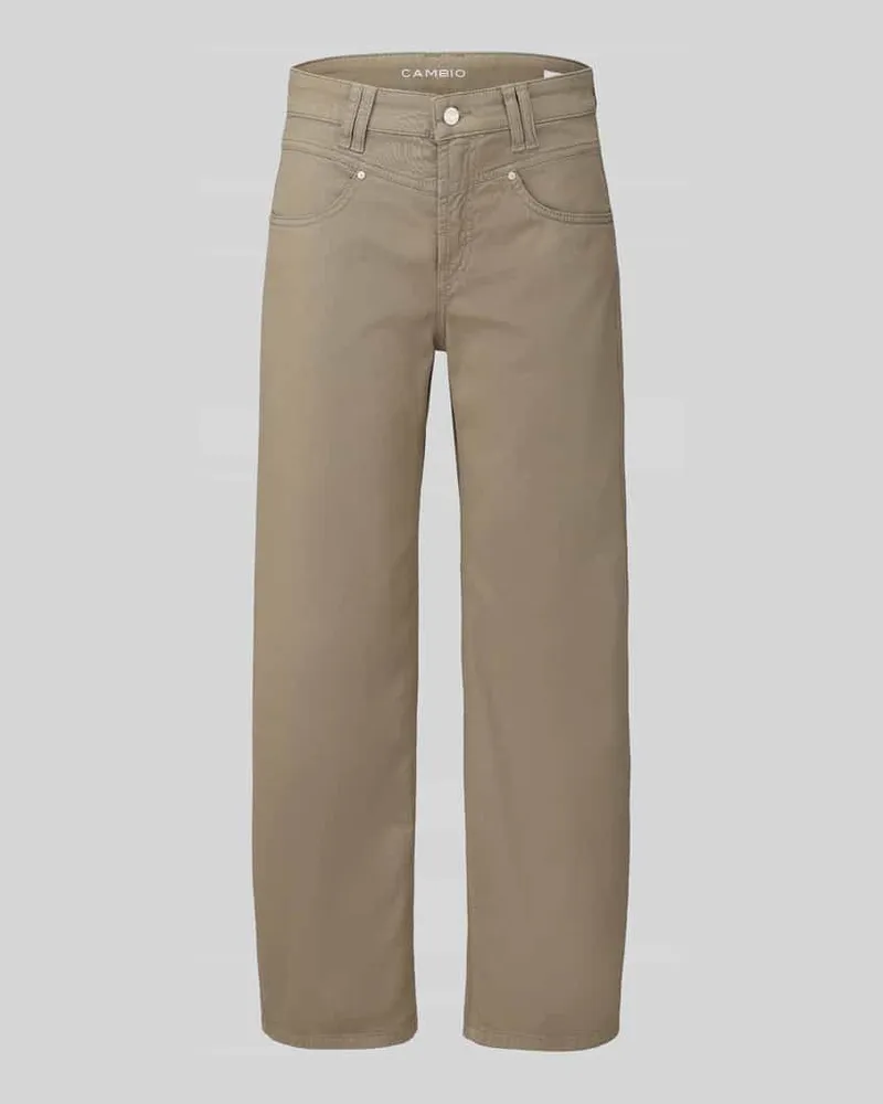 Cambio Regular Fit Barrel Jeans aus Baumwoll-Mix Modell 'ODELE Oliv
