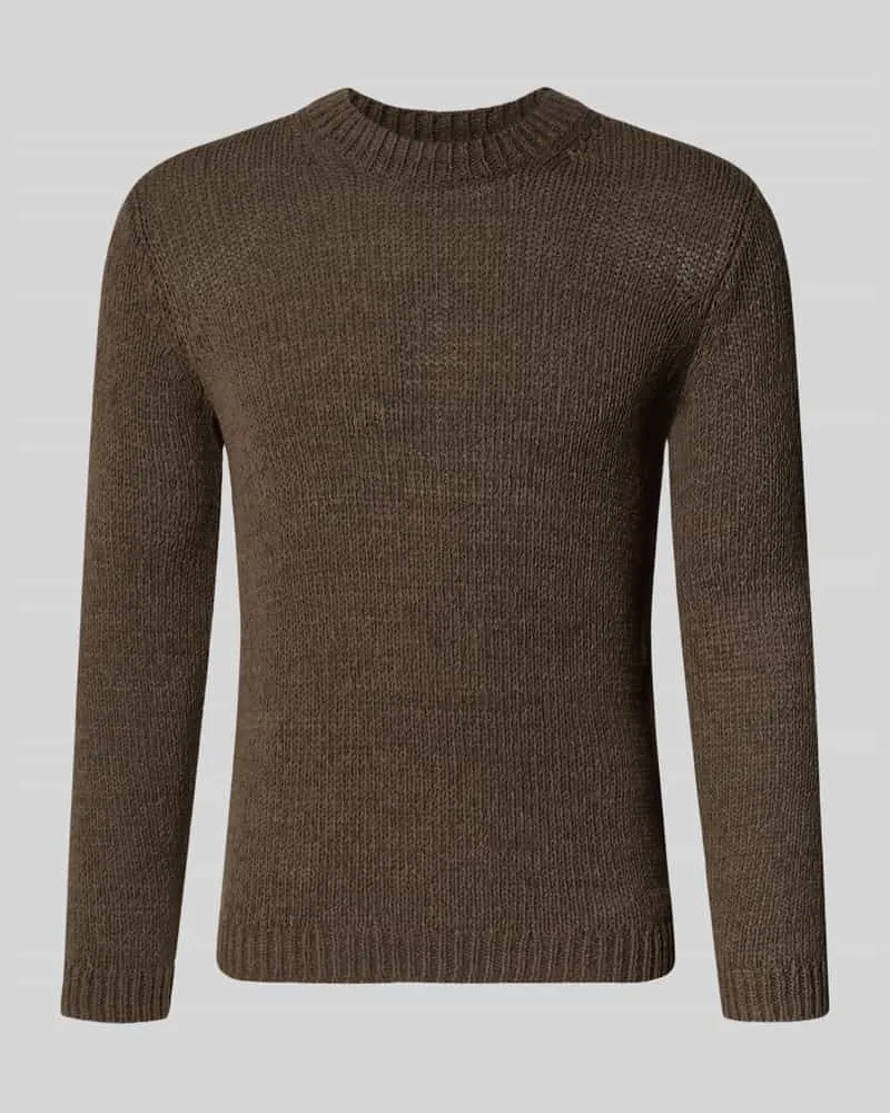 Marc O'Polo Regular Fit Strickpullover aus Baumwoll-Mix Dunkelbraun