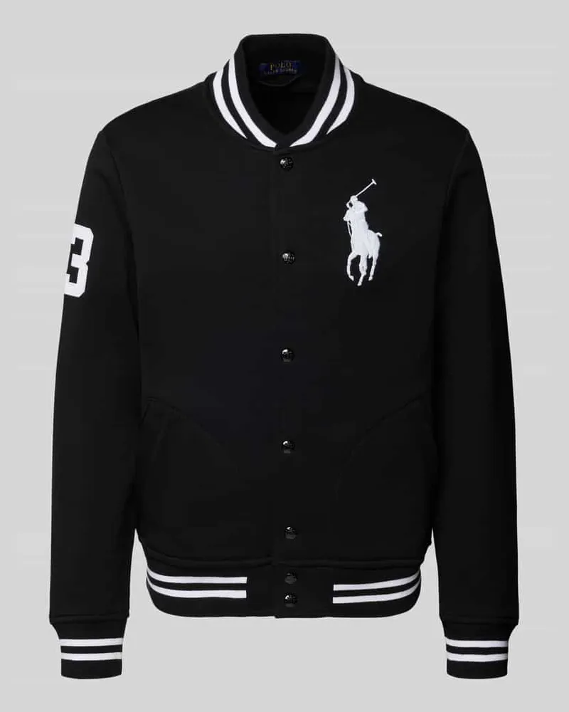 Ralph Lauren College-Jacke mit Knopfleiste und Label-Stitching Black