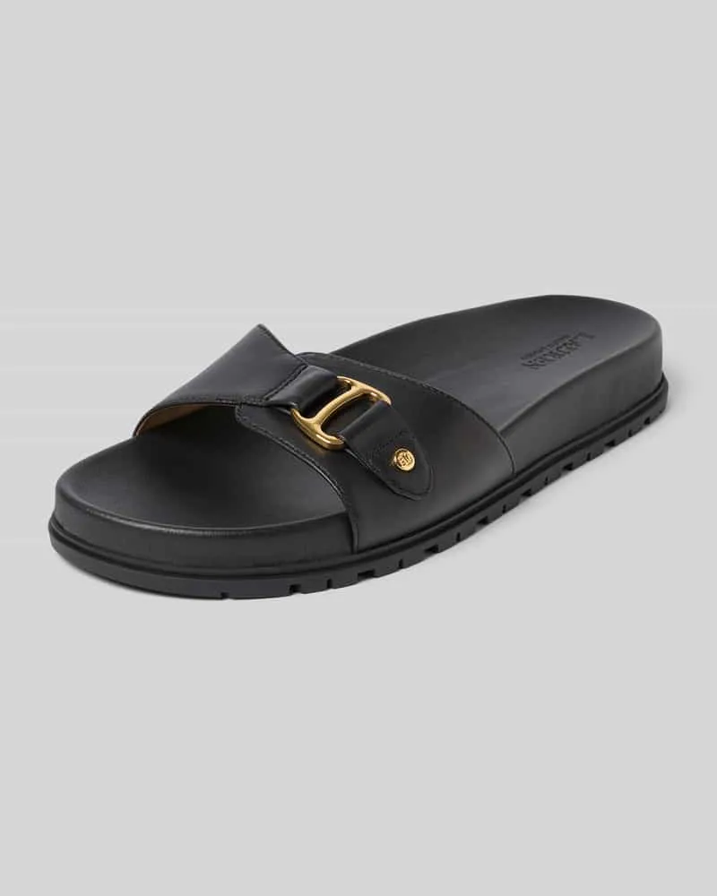 Ralph Lauren Slides aus echtem Leder Modell 'TASHA Black