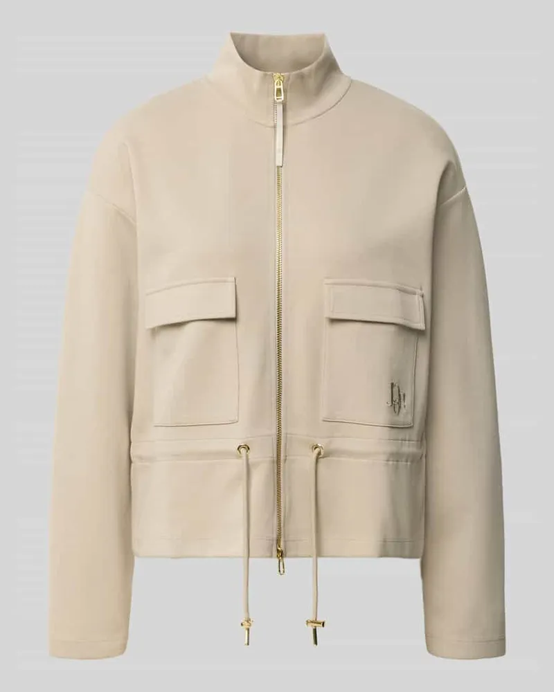 JOOP! Regular Fit Sweatjacke aus Baumwoll-Mix Ecru