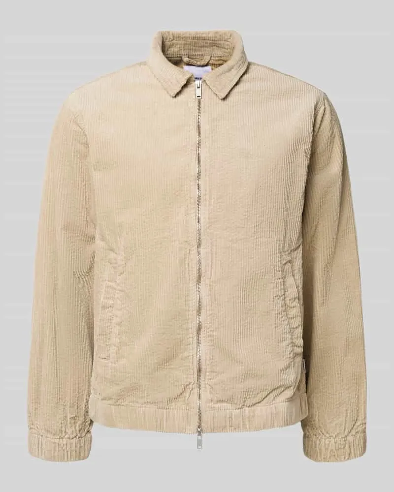 Lindbergh Regular Fit Cordjacke mit Umlegekragen Modell 'Seersucker Sand