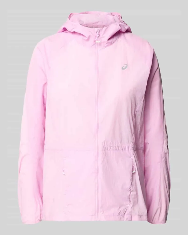 Asics Jacke mit Kapuze und Logo Rosa