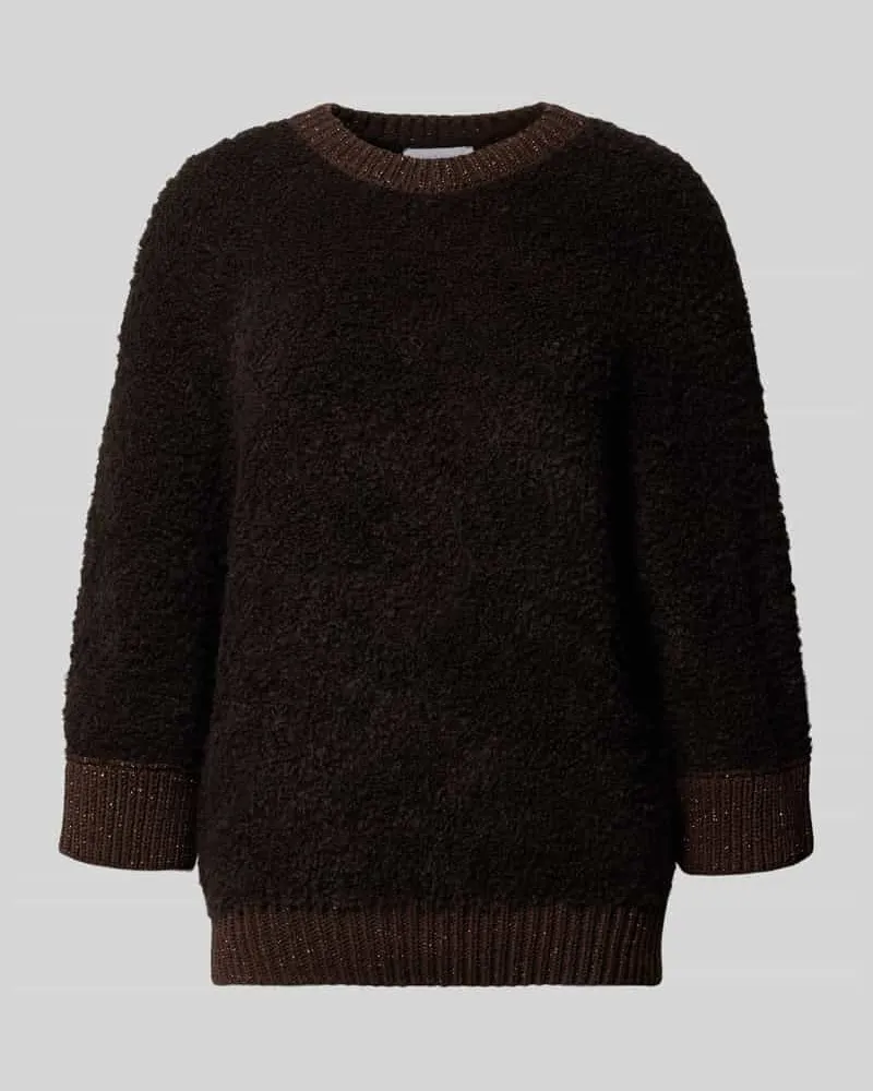 Rich&Royal Strickpullover mit gerippten Abschlüssen Dunkelbraun