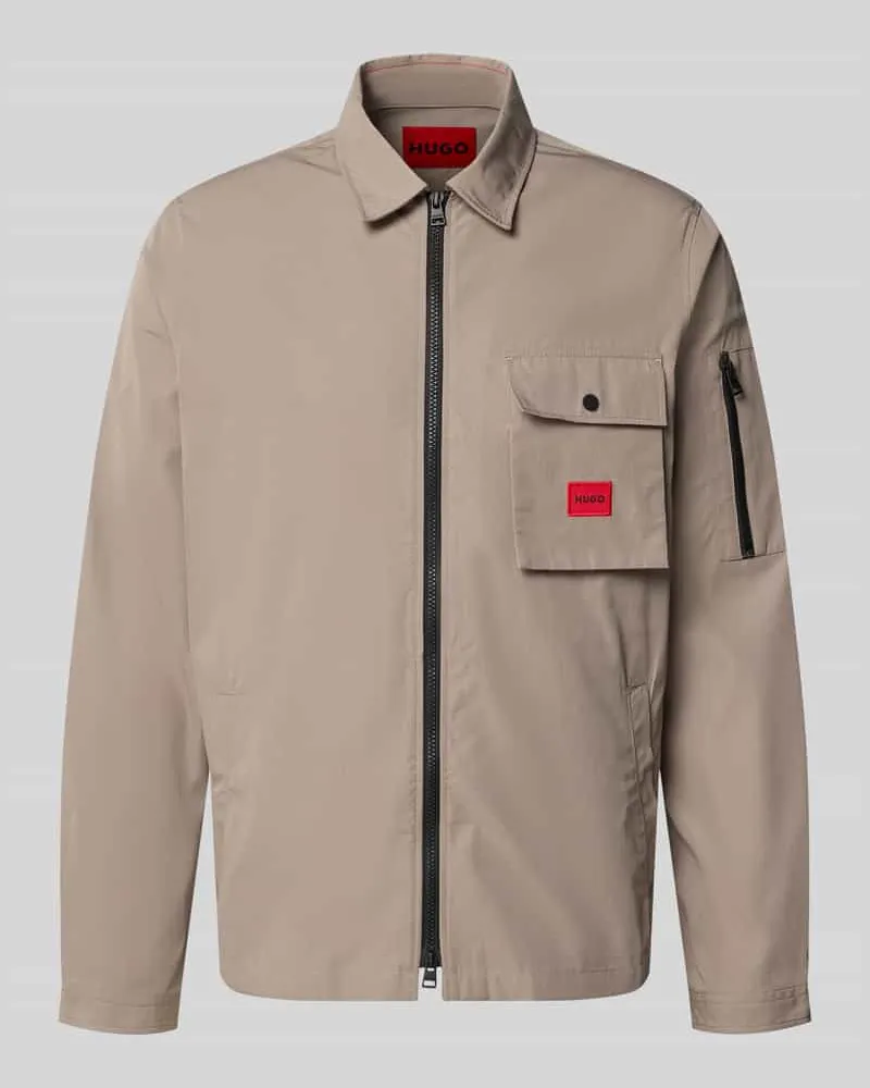 HUGO BOSS Regular Fit Hemdjacke aus Baumwoll-Mix Modell 'EMMOND Mittelbraun