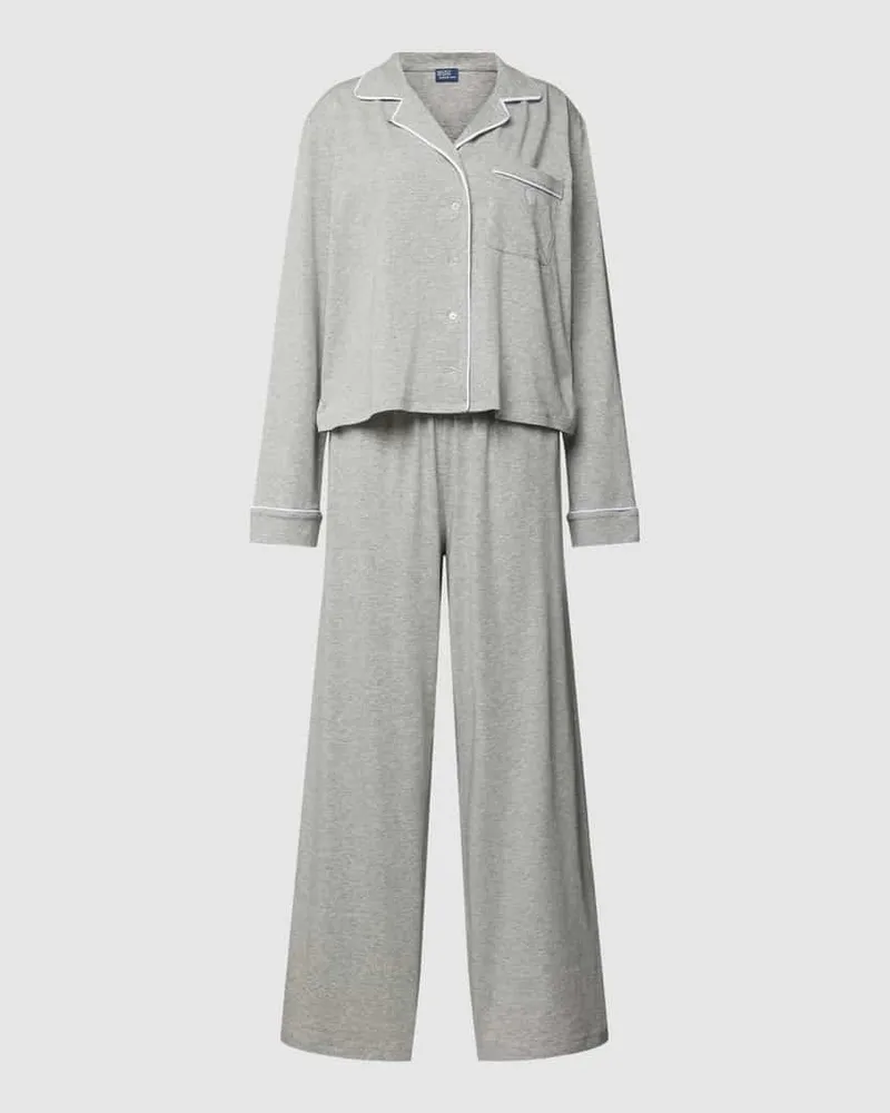 Ralph Lauren Pyjama mit Brusttasche Hellgrau