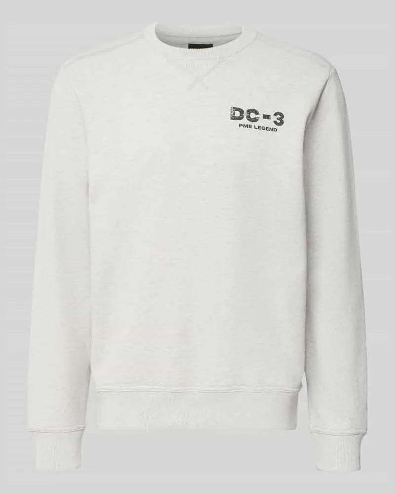 PME Legend Sweatshirt mit Label-Print und Rundhalsausschnitt Hellgrau