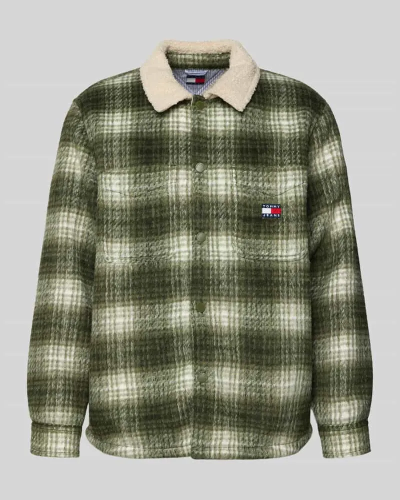 Tommy Hilfiger Oversized Hemdjacke mit Allover-Muster Oliv