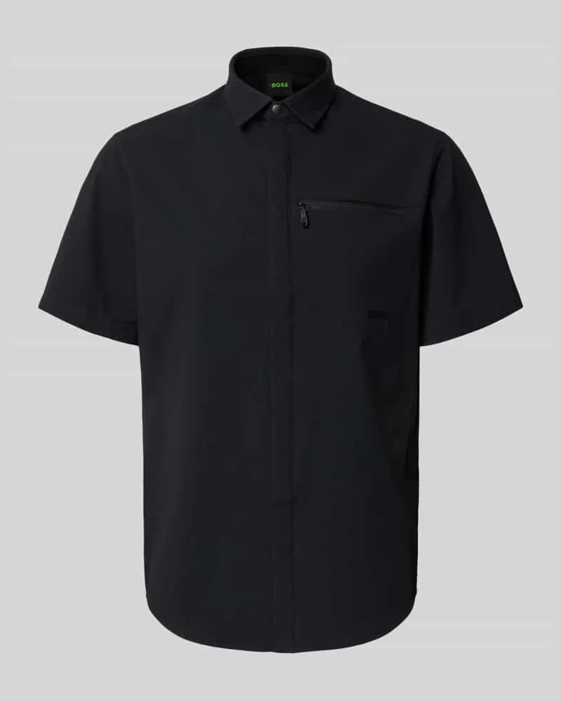 HUGO BOSS Regular Fit Freizeithemd mit Kentkragen Modell 'URBAN Black