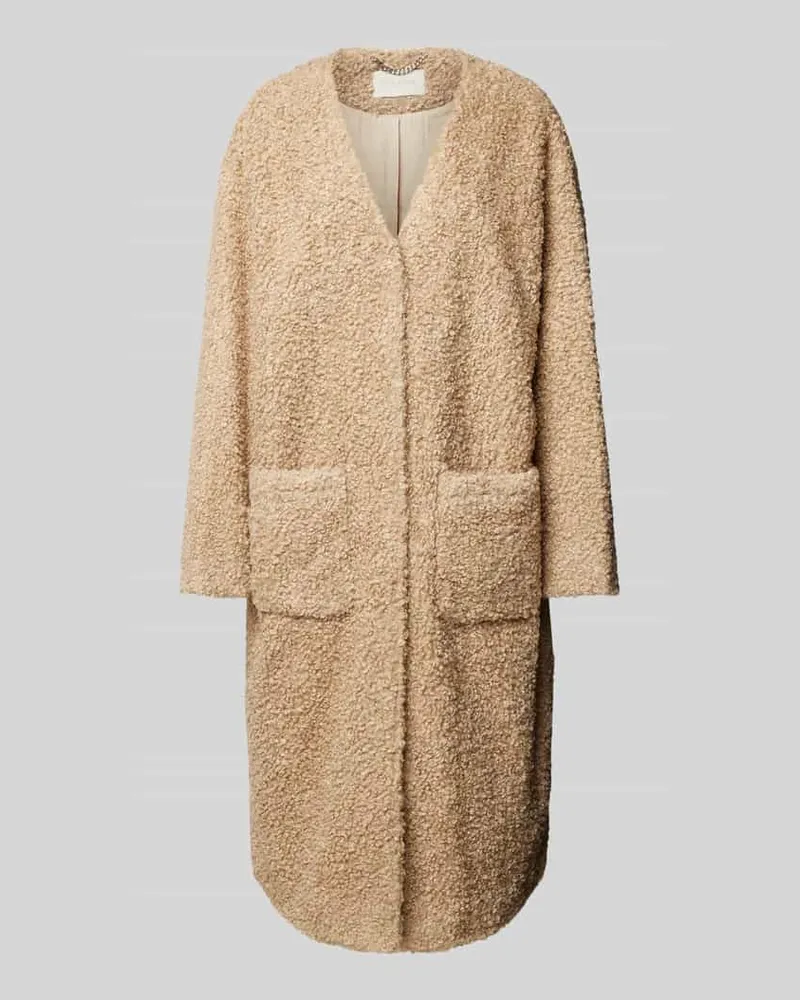 Milano Italy Mantel aus Teddyfell mit Eingrifftaschen Camel