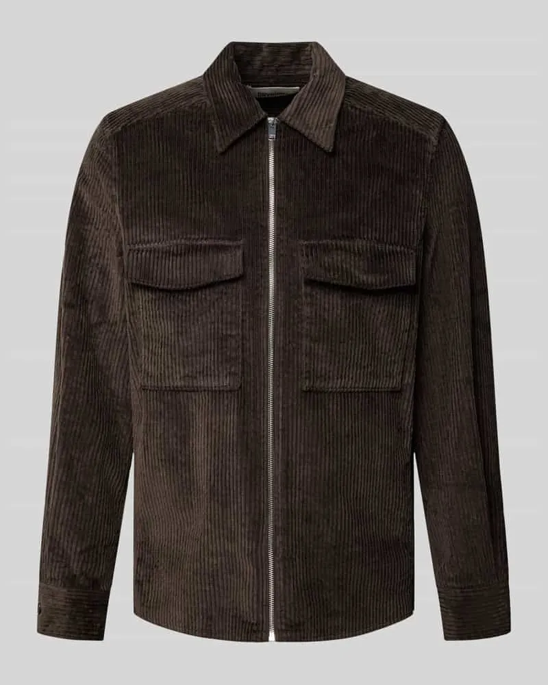Drykorn Regular Fit Cordjacke aus Baumwoll-Mix Dunkelbraun