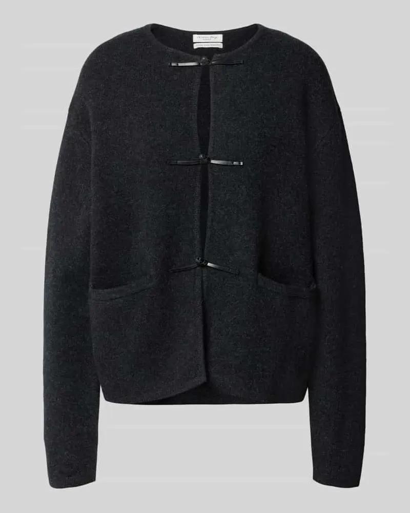 Christian Berg Strickjacke aus Wolle mit Knopfverschluss Dunkelgrau