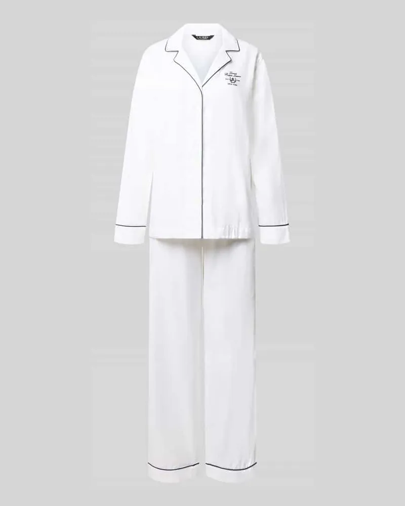 Ralph Lauren Slim Fit Pyjama-Set aus reiner Baumwolle Weiss